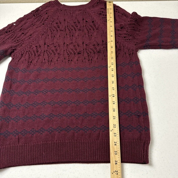 Opening Ceremony Sweater Women's Medium Burgundy Striped 100% Wool Long Sleeve - Picture 12 of 13